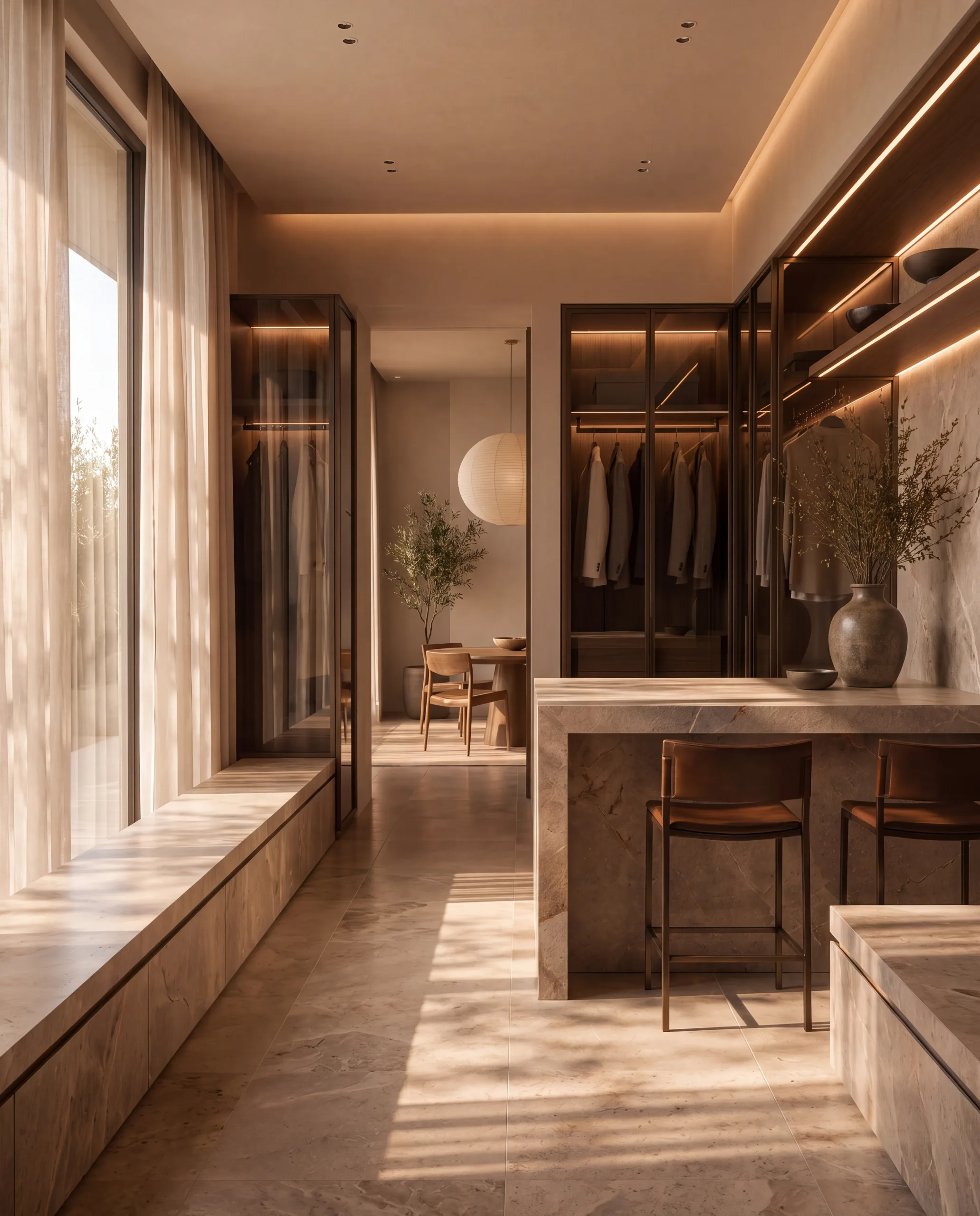 Armazém 810 wardrobe with storage along both walls